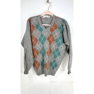 Broch Knitwear New Wool Shetland Pullover Plaid Sweater Grey Boathouse Row 48